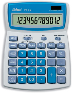 Ibico Calculator Desktop Tilted Currency Cost-Sell-Margin Solar and Battery 12 Digit Ref 212X IB410086
