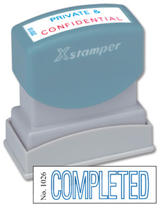 Xstamper Word Stamp Pre-inked Reinkable - Completed - W42xD13mm Ref X1026
