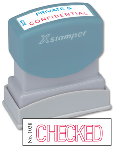 Xstamper Word Stamp Pre-inked Reinkable - Checked - W42xD13mm Ref X1038