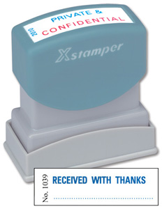 Xstamper Word Stamp Pre-inked Reinkable - Received With Thanks - W42xD13mm Ref X1039
