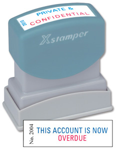 Xstamper Two-colour Word Stamp Pre-inked Reinkable - This Account Is Now Overdue - W42xD13mm Ref X2004