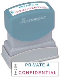 Xstamper Two-colour Word Stamp Pre-inked Reinkable - Private And Confidential - W42xD13mm Ref X2010