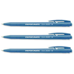 Paper Mate Click 2020 Ball Pen Retractable Medium Blue Ref S0685800 [Pack 20]