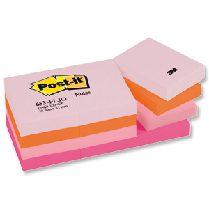 Post-it Colour Notes Pad of 100 Sheets 38x51mm Balanced Palette Rainbow Colours Ref 653ML [Pack 12]