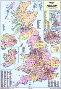 Map Marketing Counties Districts Unitary Authorities Map Unframed 12.5 Miles/inch W830xH1200mm Ref BIC