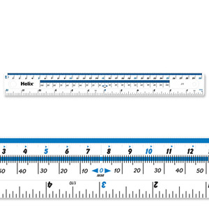 Helix Ruler Plastic 10ths 16ths/inch and Millimetres 300mm Clear Ref J11051 [Pack 10]