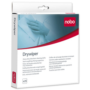 Nobo Drywipers Cleaning Cloth Wipes Heavy-duty Long-lasting Fibre Large Ref 1901439 [Pack 25]