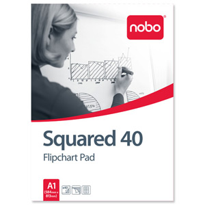 Nobo Flipchart Pad Perforated 40 Sheets A1 Feint 25mm Squared Ref 34631166 [Pack 5]