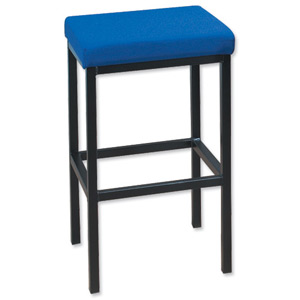 Trexus High Stool with Foot Bar Upholstered Seat W410xD410xH700mm Blue