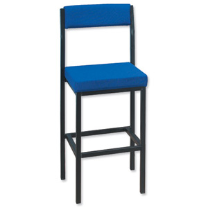 Trexus High Stool with Upholstered Backrest and Seat W410xD410xH700mm Blue