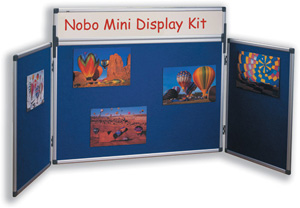 Nobo Mini Display Kit Central Panel W900xH600mm and two W450xH600mm Panels Blue Ref 35232027