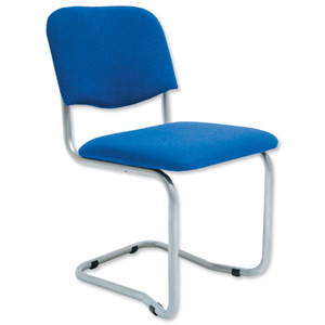 Trexus Cantilever Chair Upholstered Stackable Silver Frame Seat W480xD420xH470mm Blue