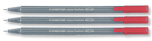 Staedtler Triplus Fineliner Pen Ergonomic Barrel 0.8mm Tip 0.3mm Line Red Ref 334-2 [Pack 10]