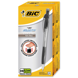 Bic Atlantis Mechanical Pencil Comfort-grip Retractable with 3 x HB 0.7mm Lead Ref 8206462 [Pack 12]