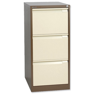 Bisley BS3E Filing Cabinet 3-Drawer H1016mm Brown and Cream Ref BS3E-0506