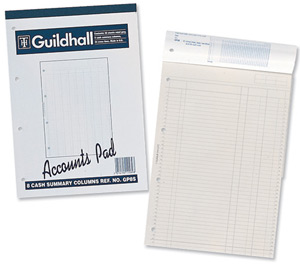 Guildhall Account Pad 6 Cash Column Ruled 41 Feint 60 Leaf A4 Ref GP6Z