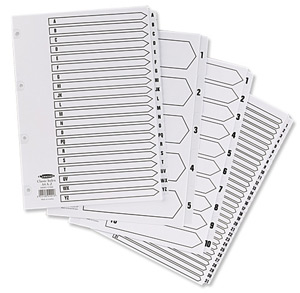 Concord Classic Index Mylar-reinforced Punched 4 Holes 1-10 A4 White Ref 00901/CS9