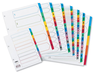 Concord Index Multicolour-tabbed Mylar-Reinforced 4 Holes 5-Part A4 White Ref CS6