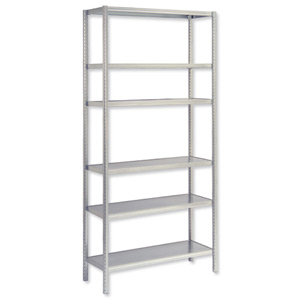 Raaco Steel Shelving System Initial Bay 6-Shelf Unit 4 Posts W900xD310xH2000mm Grey and Beige