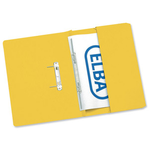 Elba Stratford Transfer Spring File Recycled Pocket 315gsm 32mm Foolscap Yellow Ref 100090150 [Pack 25]