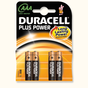 Duracell Plus Power Battery Alkaline AAA Size 1.5V Ref 81275258 [Pack 4]