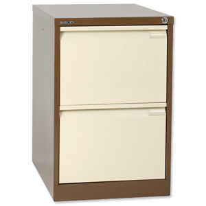 Bisley BS2E Filing Cabinet 2-Drawer H711mm Brown and Cream Ref BS2E-0506