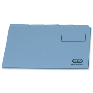 Elba Tabbed Folders Recycled Lightweight 180gsm Set of 5 Foolscap Blue Ref 100090119 [Pack 20]