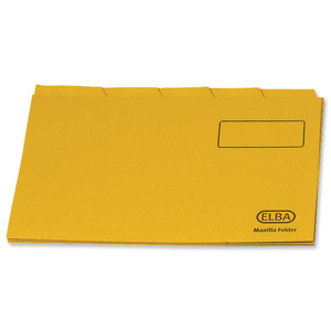 Elba Tabbed Folders Recycled Lightweight 180gsm Set of 5 Foolscap Yellow Ref 100090122 [Pack 20]