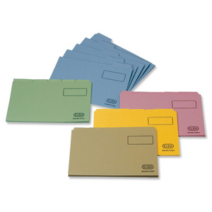 Elba Tabbed Folder Recycled Mediumweight 250gsm Foolscap Buff Ref 20512 [Pack 100]