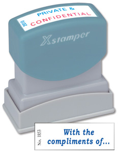 Xstamper Word Stamp Pre-inked Reinkable - With Compliments of - W42xD13mm Ref X1853