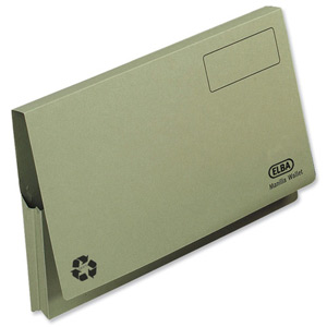 Elba Document Wallet Full Flap 285gsm Capacity 32mm Foolscap Green Ref 100090254 [Pack 50]