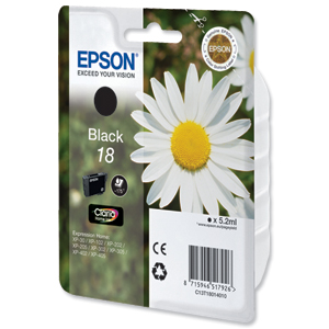 Epson 18 Inkjet Cartridge Daisy Capacity 5.2ml Black Ref C13T18014010 Ident: 698A