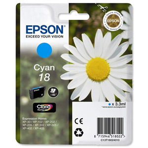 Epson 18 Inkjet Cartridge Daisy Capacity 3.3ml Cyan Ref C13T18024010