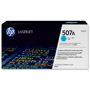 Hewlett Packard [HP] No. 507A Laser Toner Cartridge Page Life 6000pp Cyan Ref CE401A Ident: 817I