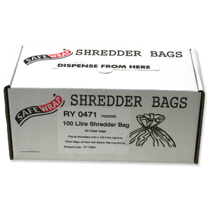 Robinson Young Safewrap Shredder Bags 100 Litre Ref RY0471 [Pack 50]