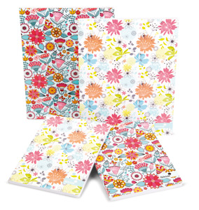 Silvine Fashion Notebook Perfect Bound Ruled 140pp 75gsm A4+ Assorted Flowers Ref PERA4FL [Pack 6]