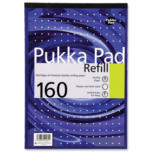 Pukka Pad Refill Pad Headbound Ruled with Margin Punched 80gsm 160pp A4 White Ref REF80/1 [Pack 6]