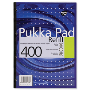 Pukka Pad Refill Pad Sidebound Ruled with Margin Punched 80gsm 400pp A4 White Ref REF400 [Pack 5]
