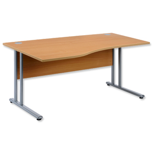 Sonix Style Cantilever Wave Desk Left Hand W1600xD1000-800xH725mm Beech