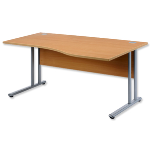 Sonix Style Cantilever Wave Desk Right Hand W1600xD1000-800xH725mm Beech