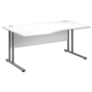 Sonix Style Cantilever Wave Desk Left Hand W1600xD1000-800xH725mm White