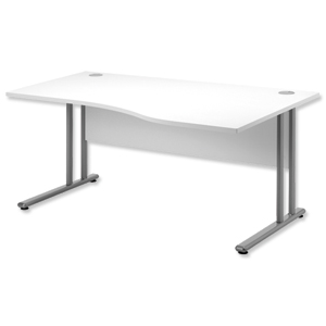 Sonix Style Cantilever Wave Desk Right Hand W1600xD1000-800xH725mm White