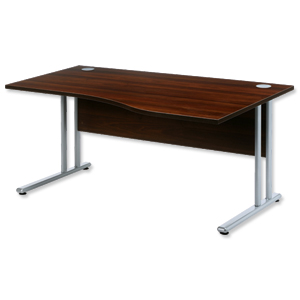 Sonix Style Cantilever Wave Desk Right Hand W1600xD1000-800xH725mm Dark Walnut
