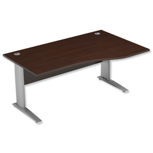 Sonix Premier Cantilever Wave Desk Right Hand W1600xD1000-800xH725mm Dark Walnut