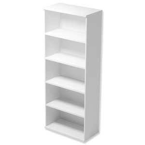 Trexus Tall Bookcase with Adjustable Shelves and Floor-leveller Feet W800xD420xH2053mm White