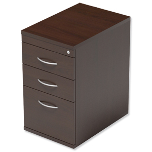 Trexus Filing Pedestal Desk-High 3-Drawer W400xD600xH725mm Dark Walnut