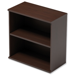 Trexus Low Bookcase with Adjustable Shelves and Floor-leveller Feet W800xD420xH853mm Dark Walnut