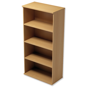 Trexus Medium Tall Bookcase with Adjustable Shelves and Floor-leveller Feet W800xD420xH1653mm Beech