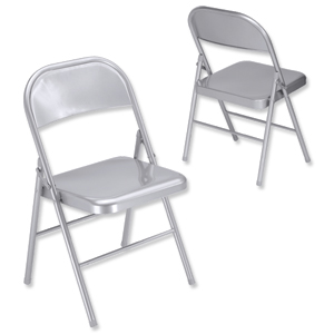 Trexus Folding Chair Seat W400xD400xH430mm Silver [Pack 2]