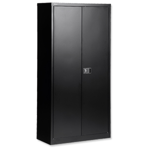 Trexus Storage Cupboard Steel 2-Door W914xD400xH1000mm Black